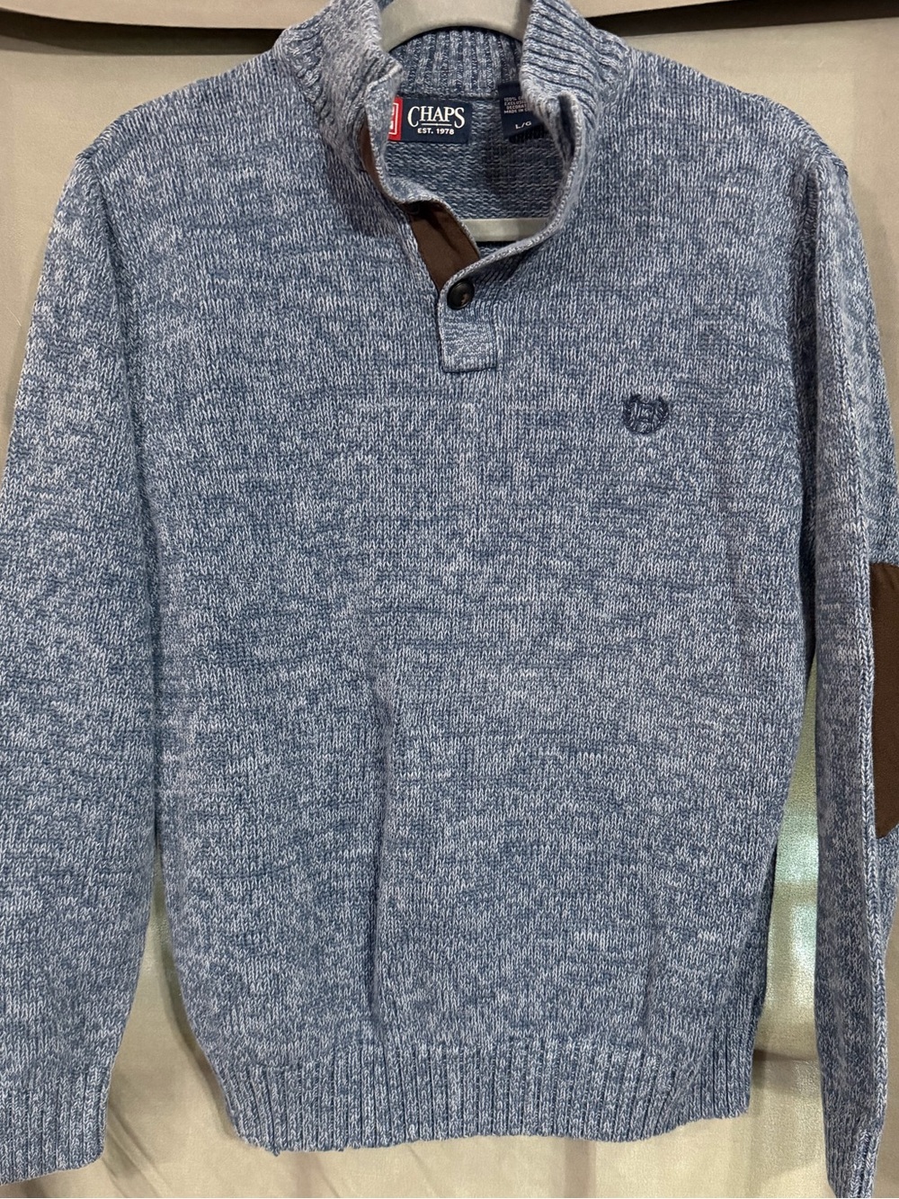 Chaps Men's Blue-Gray Marled Zip-Up Sweater